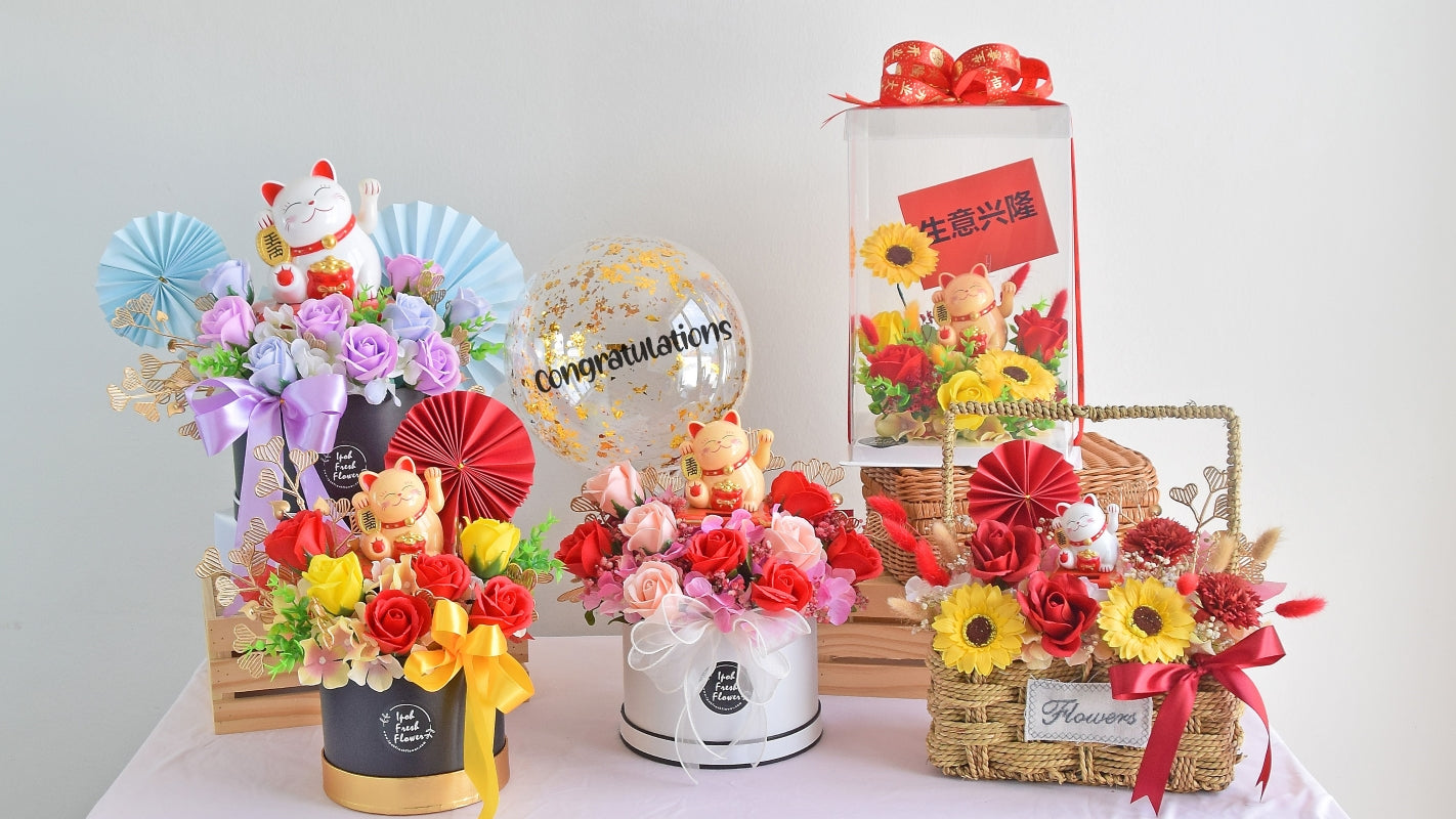 Fortune Lucky Cat Opening Flower Collection| Same Day Free Delivery 
