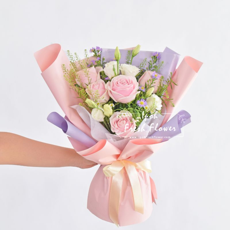 Pink Cinta Photo Frame Gift Bundle| Fresh Flower Same Day Delivery Ipoh