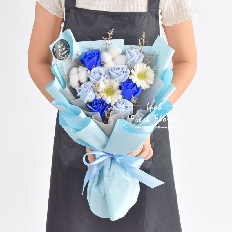 Blue Love| Soap Flower Bouquet| Same Day Delivery