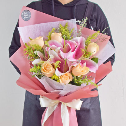 Callie| Pink lilies Fresh Flower Bouquet| Same Day Delivery