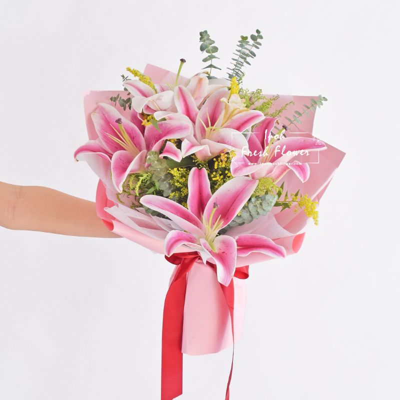 Cherished| Pink lilies Fresh Flower Bouquet Delivery
