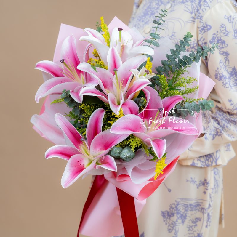 Cherished| Pink lilies Fresh Flower Bouquet Delivery