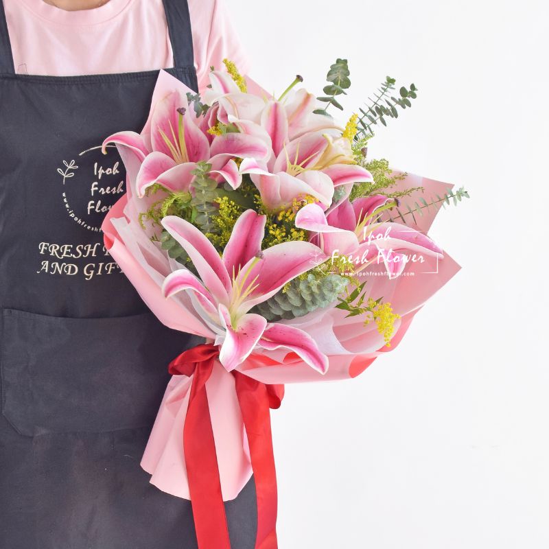 Cherished| Pink lilies Fresh Flower Bouquet Delivery