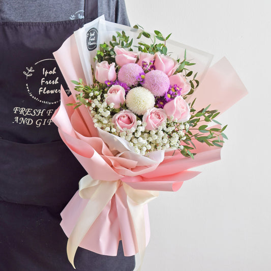 Fair Lady| Pink Roses Fresh Flower Bouquet| Same Day Delivery