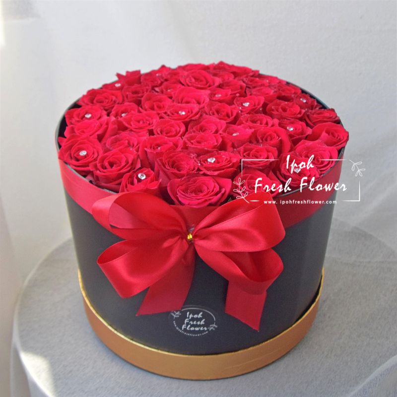 Fifty Shade of Red| 50 Red Roses Fresh Flower Box