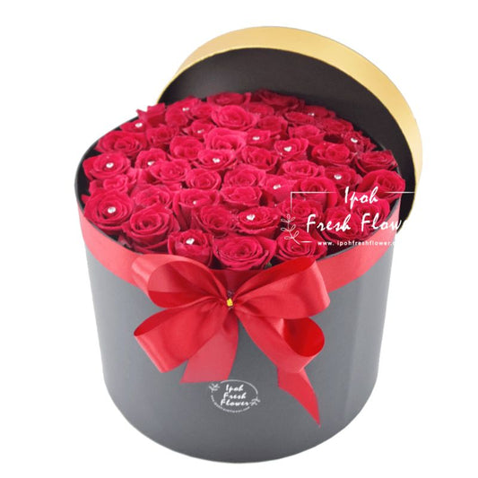 Fifty Shade of Red| 50 Red Roses Fresh Flower Box