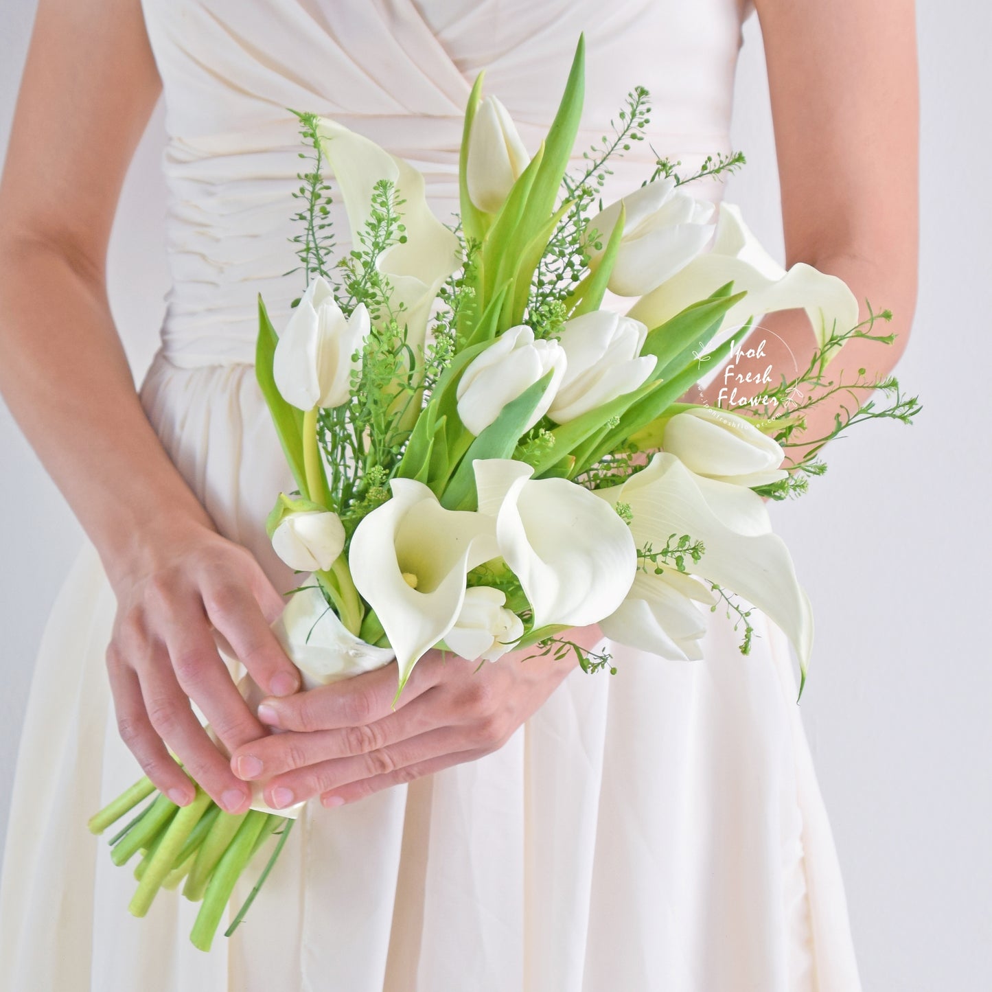 Gracia Bridal Bouquet| Personalized Flowers Tulip & Cala lilies For Wedding 