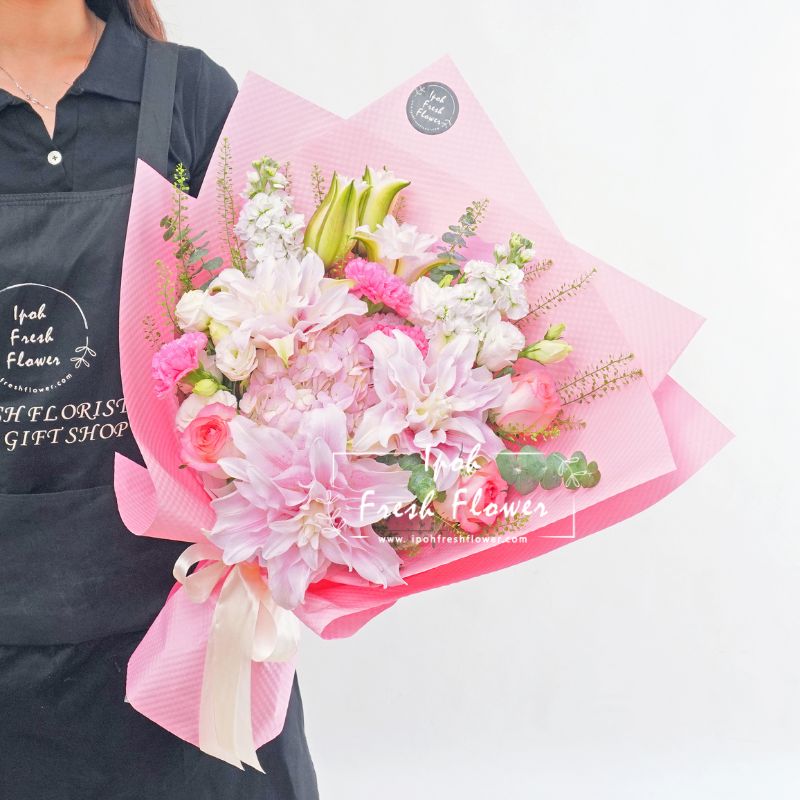 Isac Rosa Lilies| Fresh Flower Bouquet| Same Day Delivery Ipoh Perak