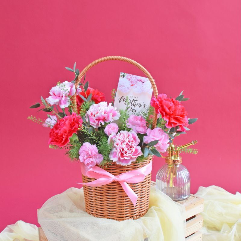 Mother's Day Special Linora | Carnation Fresh Flower Basket | Same Day Delivery