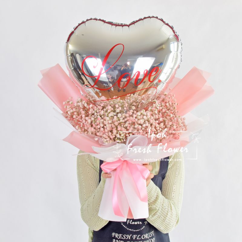 Lovie| Fresh Flower Balloon Bouquet | Same day delivery Ipoh