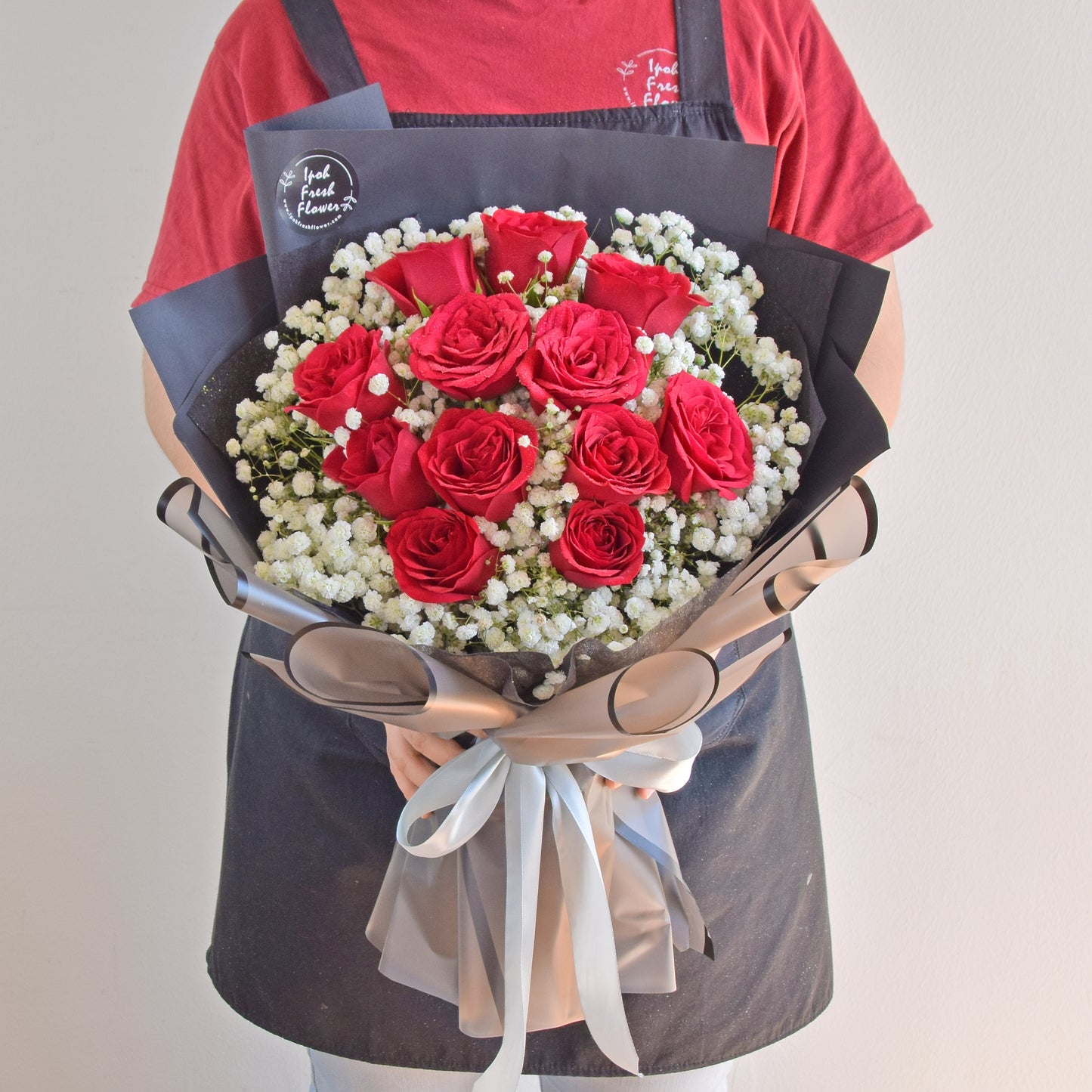 Million Love| Roses With Baby Breath Bouquet| Fresh Flower Same Day Delivery