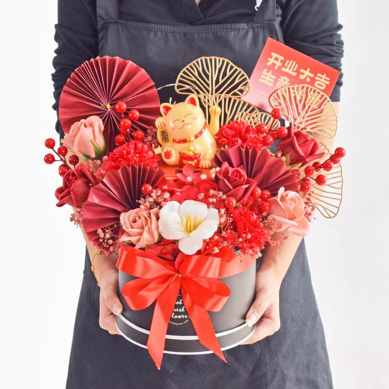 Redder Congratulations Opening Fortune Lucky Cat| Same Day Delivery
