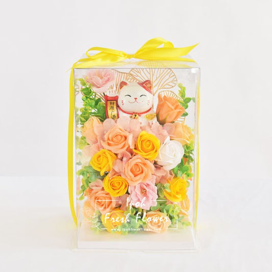 Starlit Fortune Lucky Cat| Opening Flower |Same Day Delivery Ipoh Perak