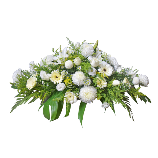 White Glory Casket| Wreath Funeral Flower