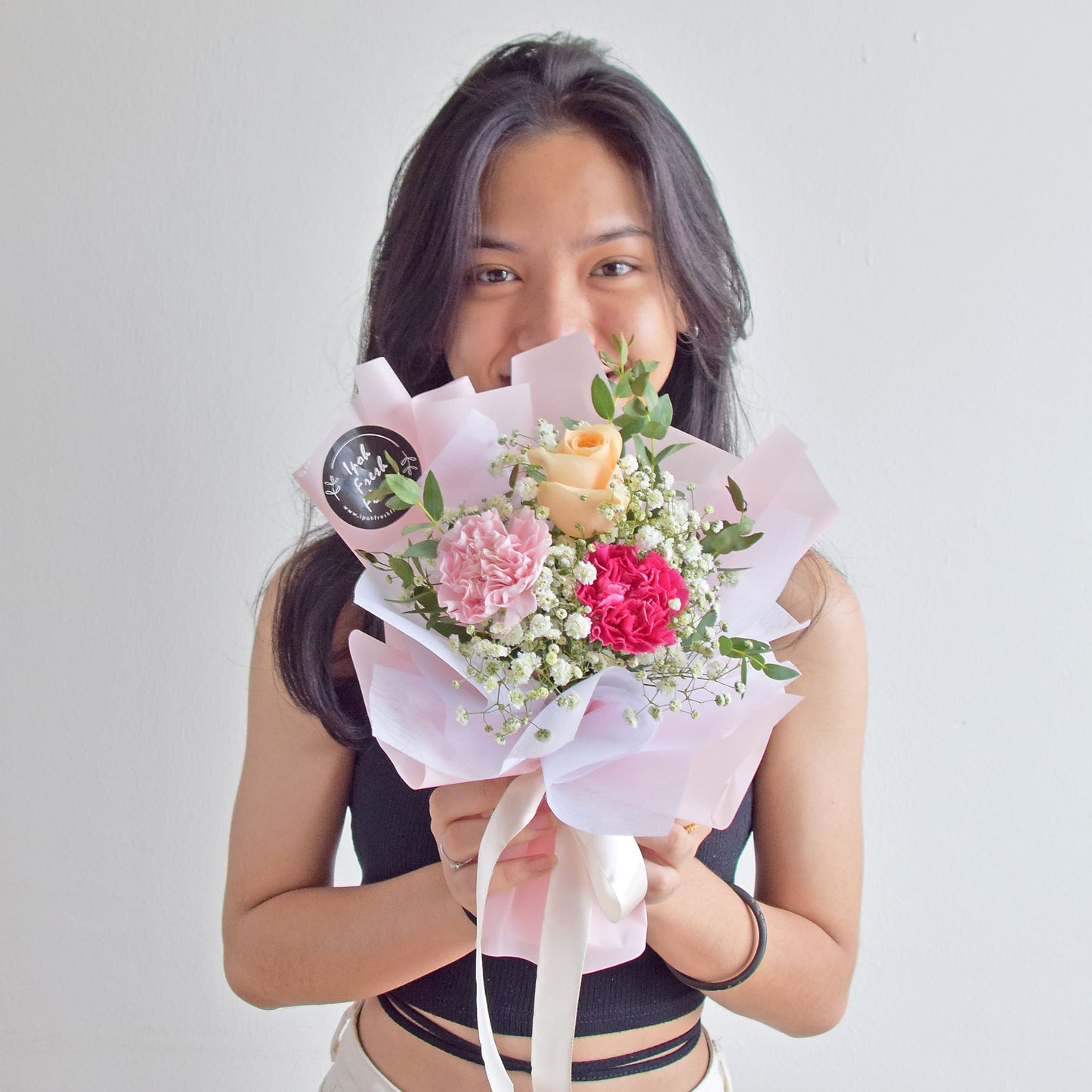Emiko Carnations & Roses Petite Fresh Flower Bouquet