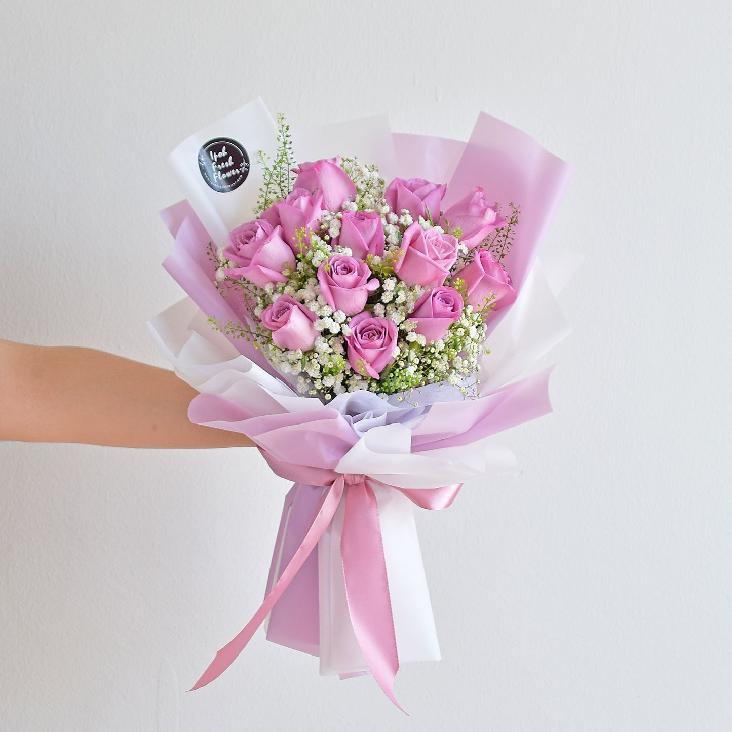 Purple Twinkle |Roses With Baby Breath Bouquet| Fresh Flower Delivery