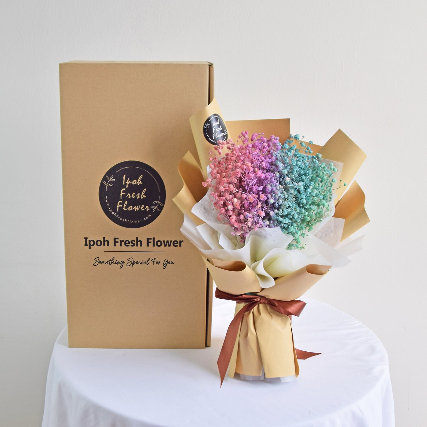 Rainbow Baby Breath Bouquet