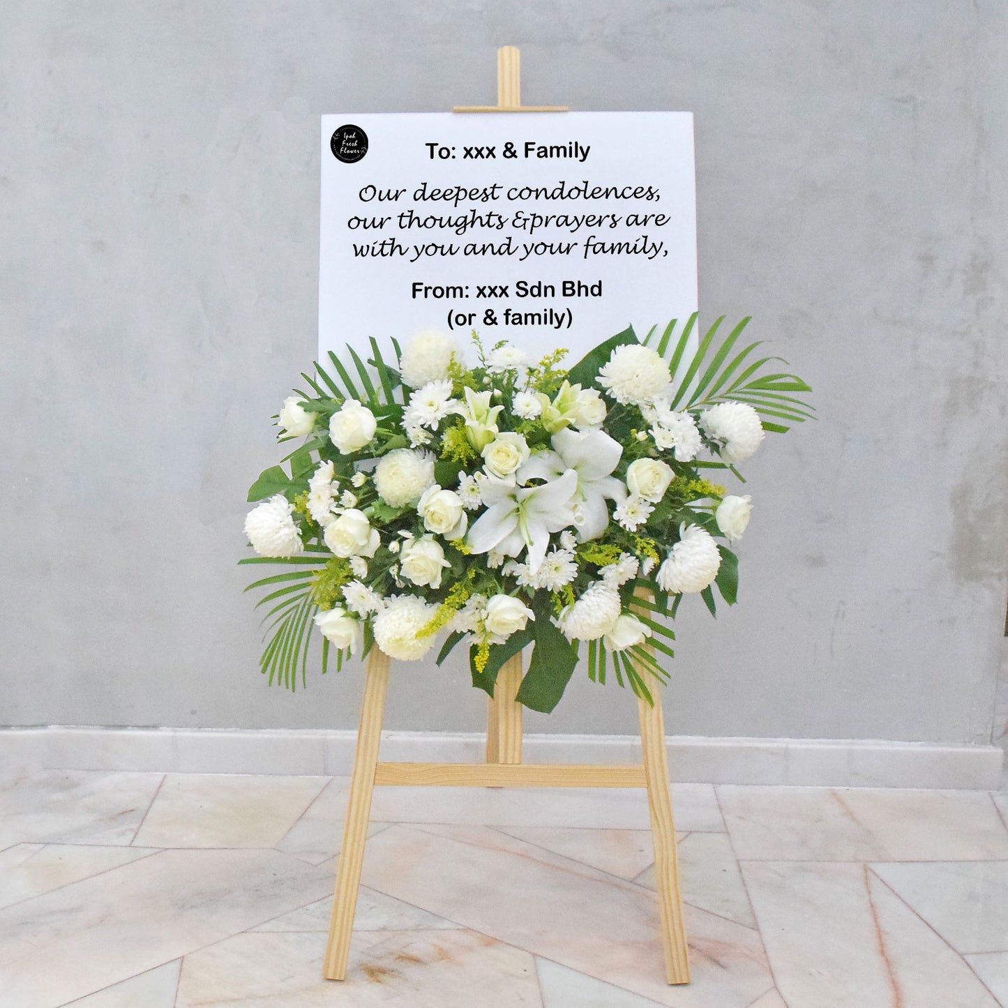 Remembrance| Condolence Fresh Flowers Board Stands| Free Delivery