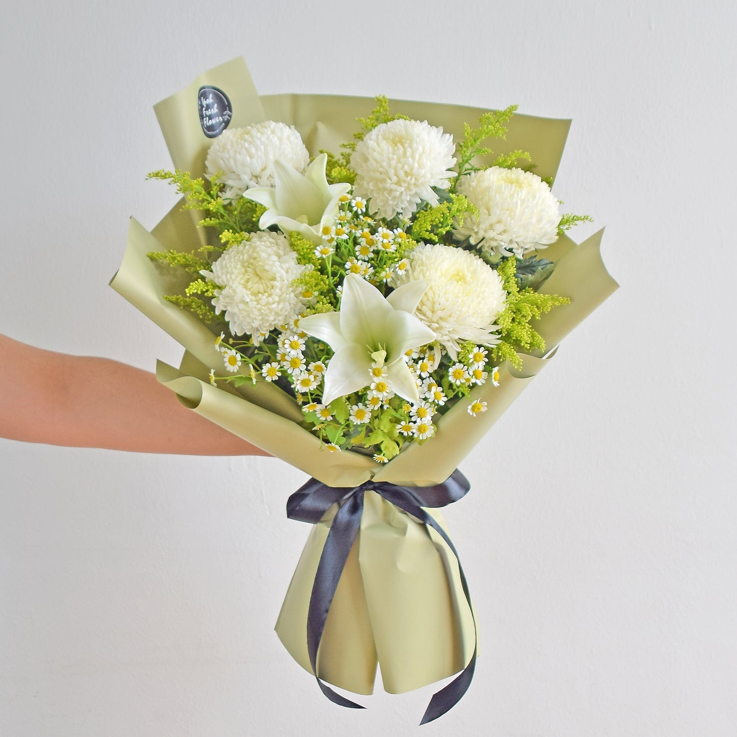 Adoration White| Condolence Furneral Fresh Flower Bouquet Delivery