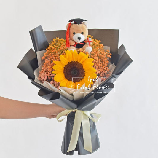 Akira| Sunflower & Baby Breath Graduation Bouquet