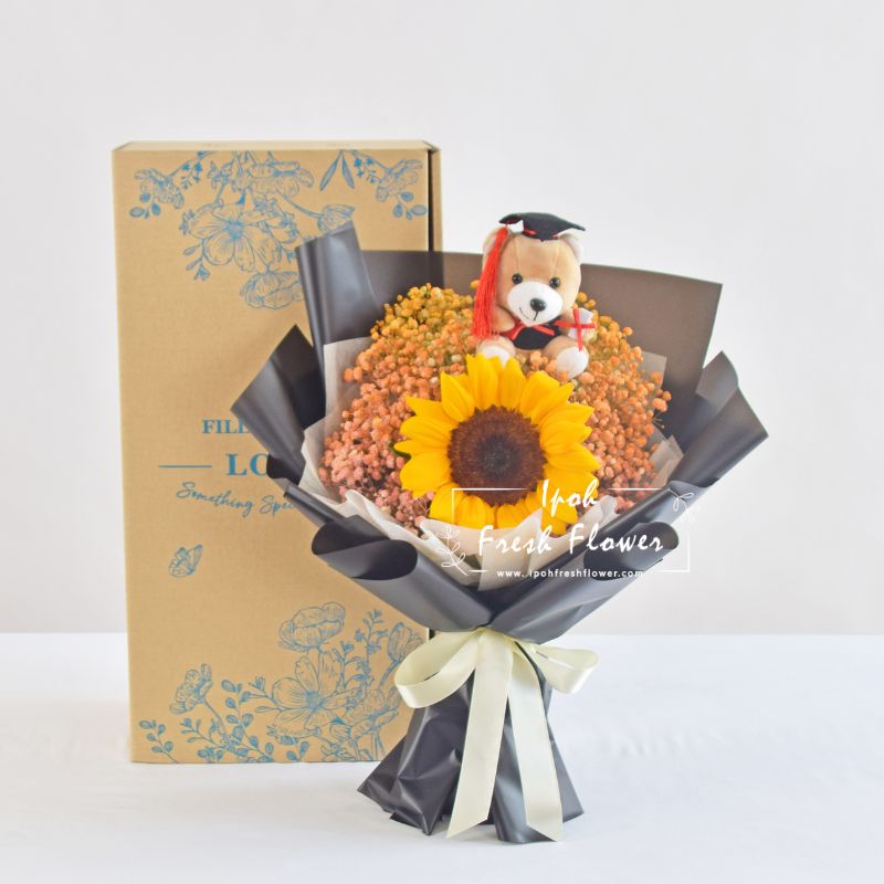 Akira| Sunflower & Baby Breath Graduation Bouquet