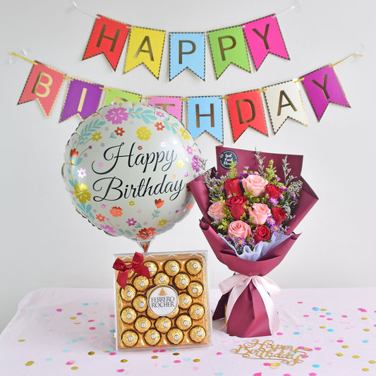 Amelia Birthday Bundle| Flowers, Balloons &Cake| Same Day Delivery