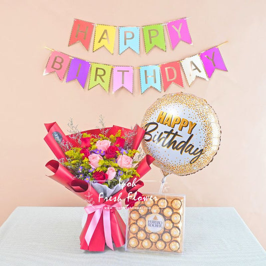 Amelia Birthday Bundle| Flowers, Balloons &Cake| Same Day Delivery