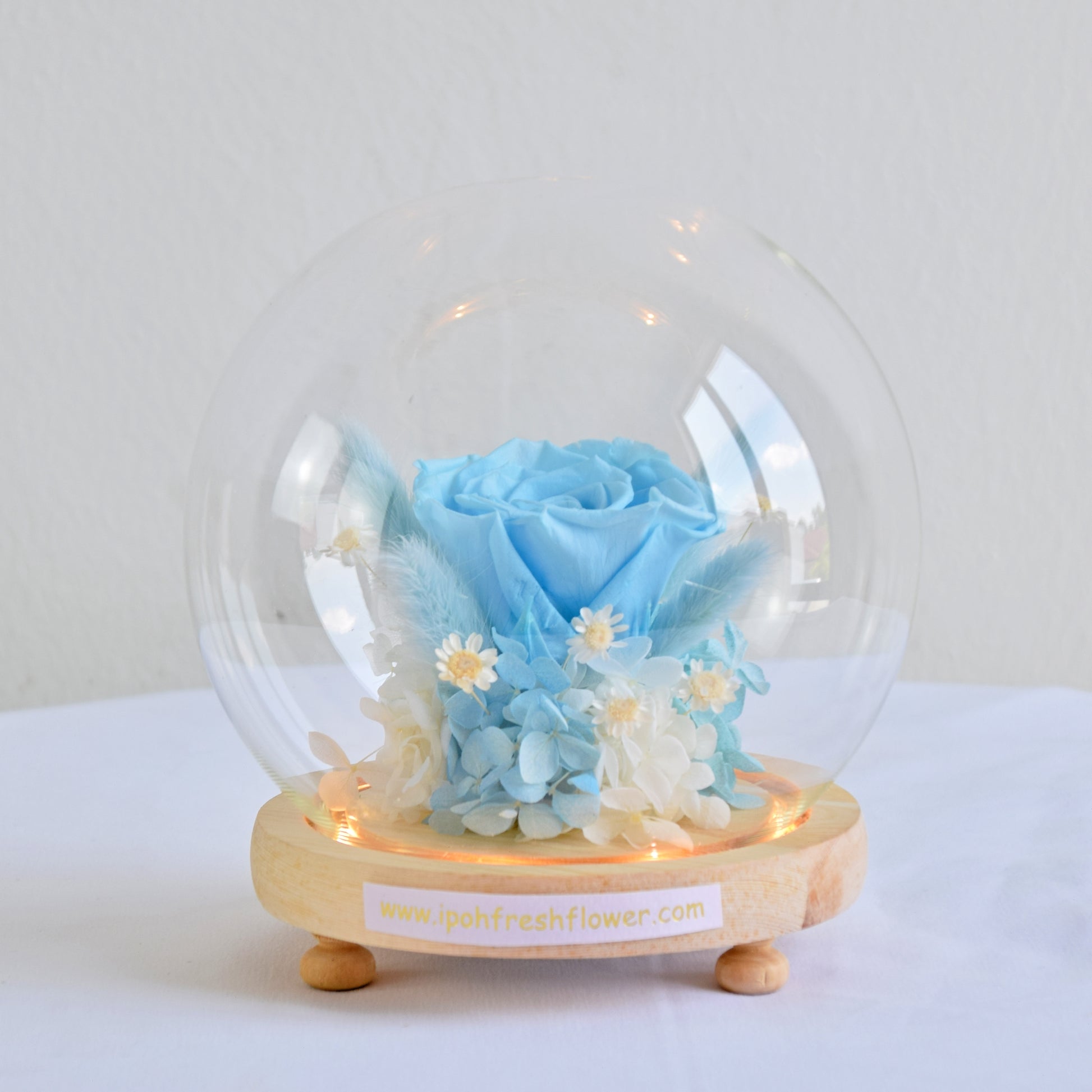 Aqua Preserved Flower Globe| Preserved Flowers Gift Delivery