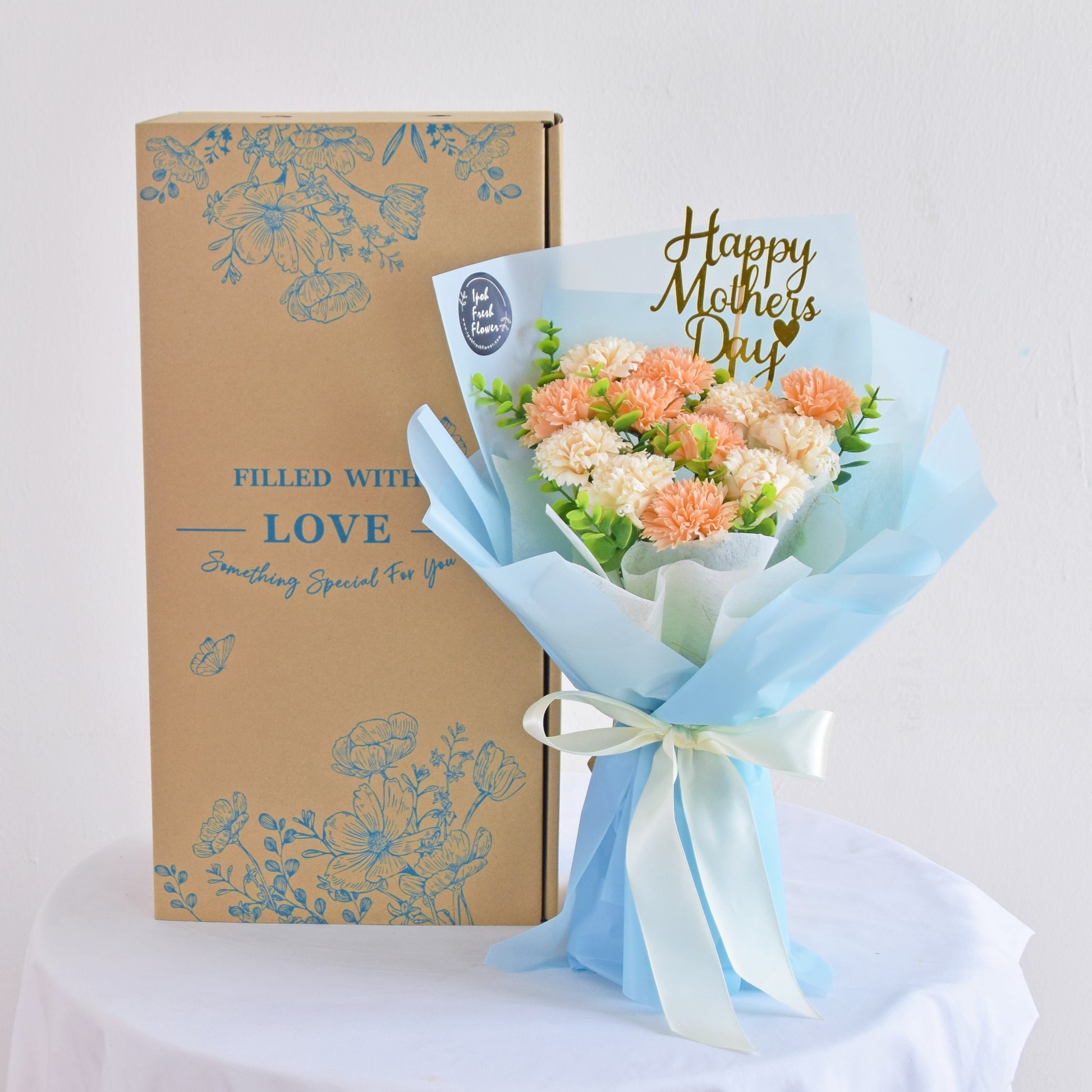Aster| Carnation Soap Flower Bouquet Delivery