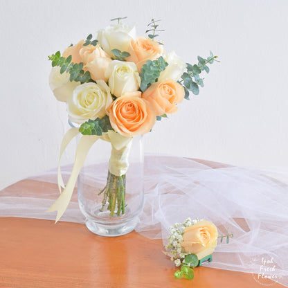 Averi Bridal Bouquet With Boutonniere| Personalized wedding & ROM flowers