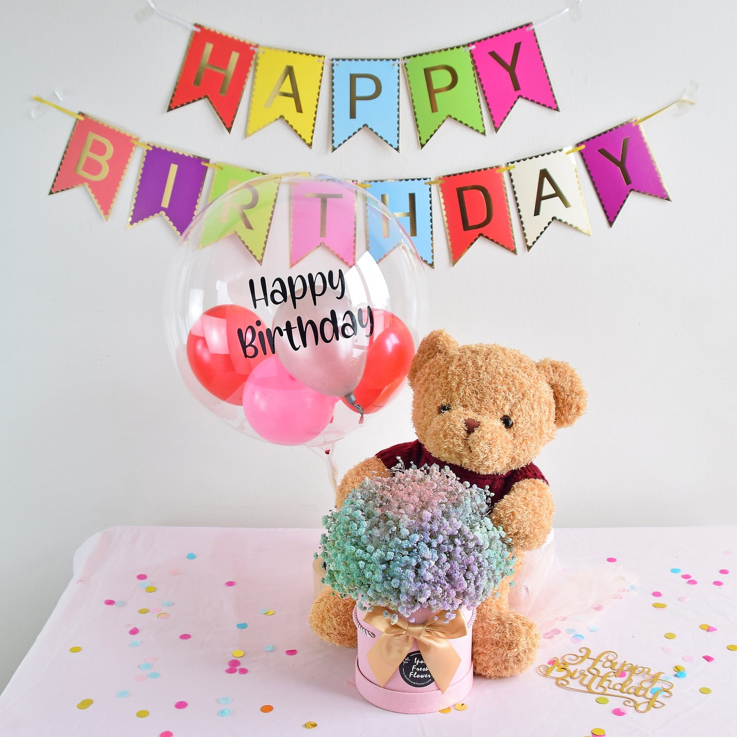 Becca Birthday Bundle| Flowers, Balloons &Cake| Same Day Delivery