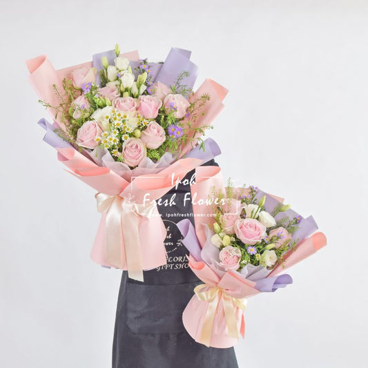 Pink Cinta Photo Frame Gift Bundle| Fresh Flower Same Day Delivery Ipoh