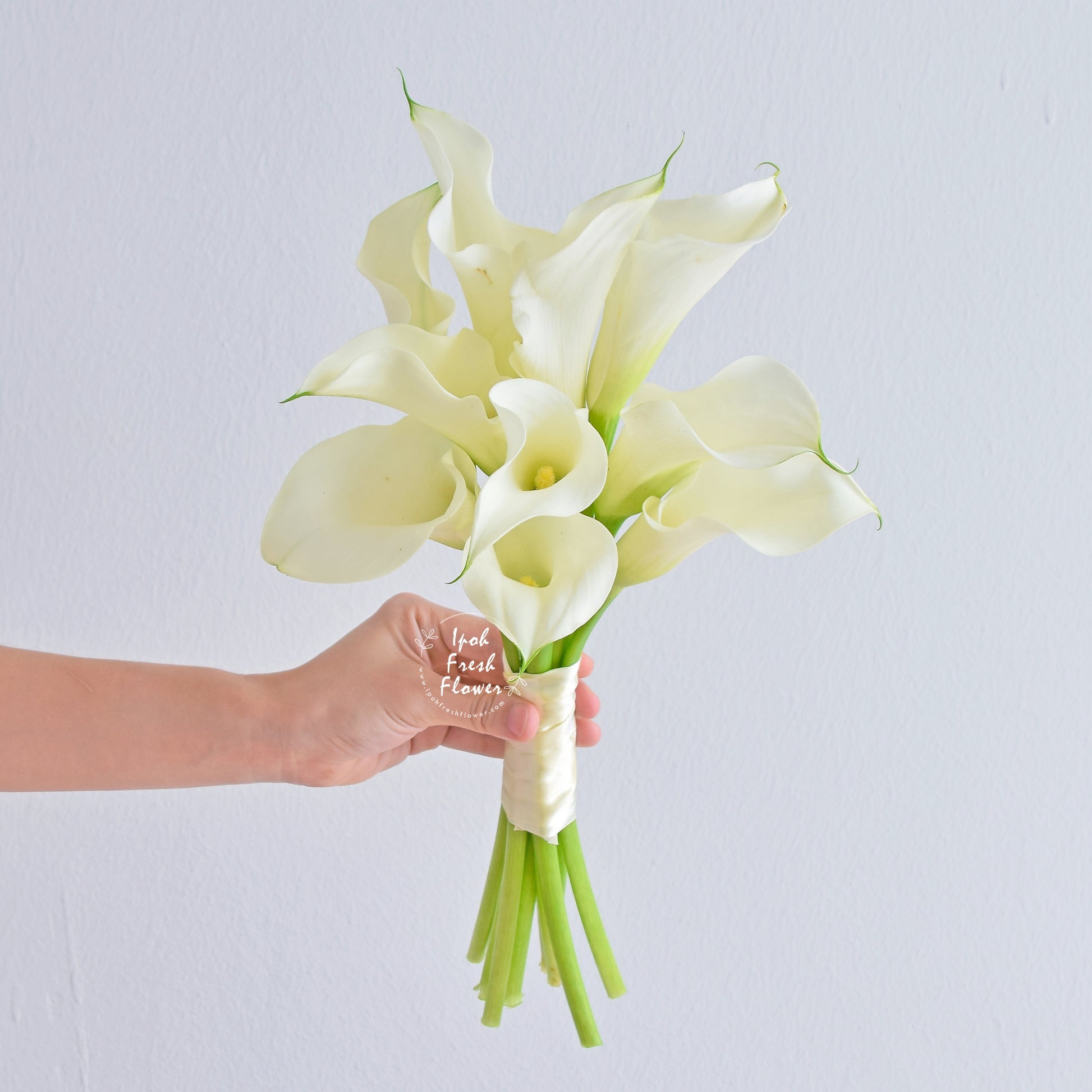 lily flower hand bouquet Lilah Cala lilies Bridal Bouquet| Personalized Flower Bouquet For Wedding & ROM – Ipoh Fresh Flower