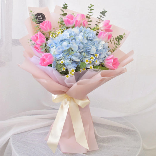 Celeste| Tulip & Hydrangea Fresh Flower Bouquet Delivery