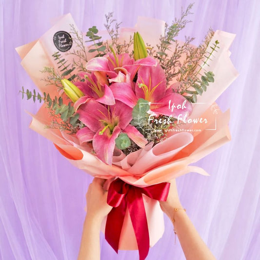 Cherished| Pink Lilies Fresh Flower Bouquet | Same Day Delivery