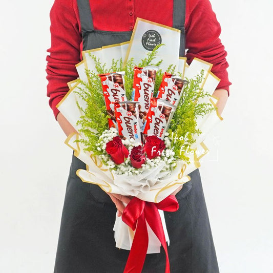Kinder Bueno Chocolate Bouquet| Fresh Flower Same Day Delivery Ipoh
