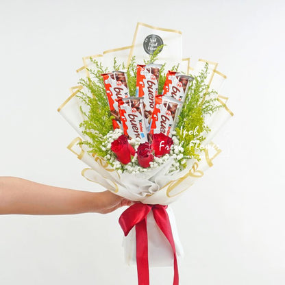 Kinder Bueno Chocolate Bouquet| Fresh Flower Same Day Delivery Ipoh