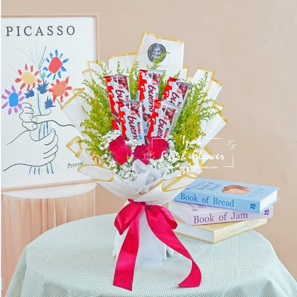 Kinder Bueno Chocolate Bouquet| Fresh Flower Same Day Delivery Ipoh