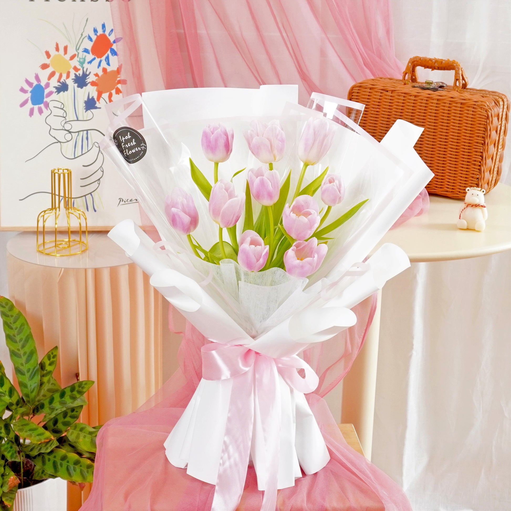Yonina Pink Tulip Bouquet| Fresh Flower Bouquet Delivery