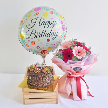 Daisy Beauty Birthday Bundle| Flowers, Balloons&Cake| Same Day Delivery