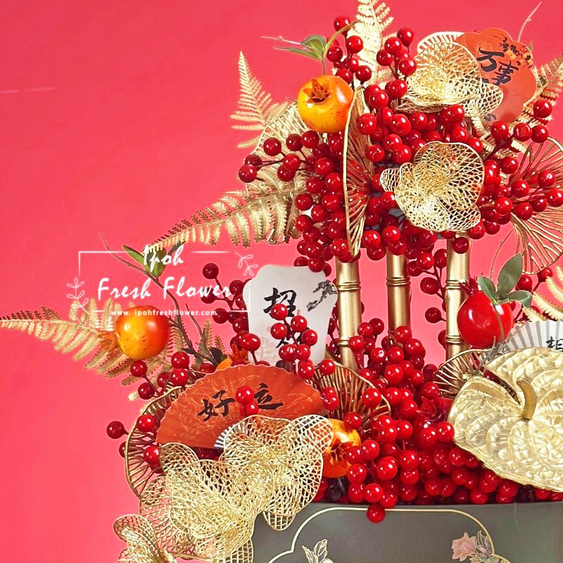 Double Blossom| CNY Artificial Flower Box|  Same Day Delivery Ipoh