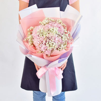 Dreamy| Hydrangea with baby breath Flower Bouquet