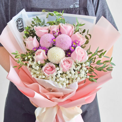 Fair Lady| Pink Roses Fresh Flower Bouquet| Same Day Delivery