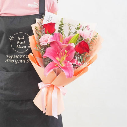 Florella| Mother's Day Special| Lilies,Roses & Carnation Fresh Flower Bouquet