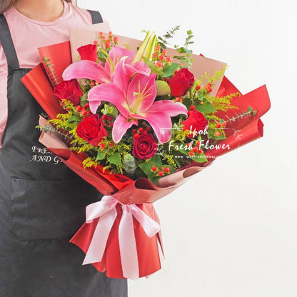 Fragrance| Lilies & Roses Fresh Flower Bouquet| Same Day Delivery