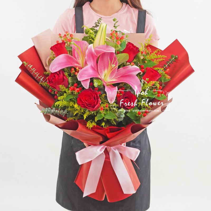 Fragrance| Lilies & Roses Fresh Flower Bouquet| Same Day Delivery