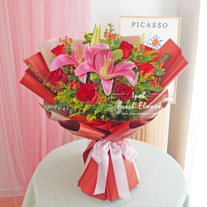 Fragrance| Lilies & Roses Fresh Flower Bouquet| Same Day Delivery