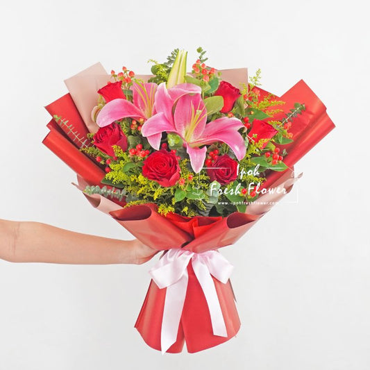 Fragrance| Lilies & Roses Fresh Flower Bouquet| Same Day Delivery