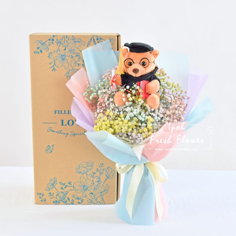 Hopkins| colorful baby breath bouquet| Graduation Bouquet