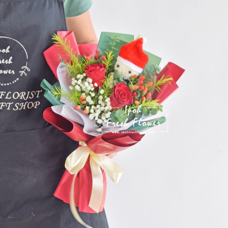 Little Santa| Christmas Petite Fresh Flower Bouquet| Same Day Delivery